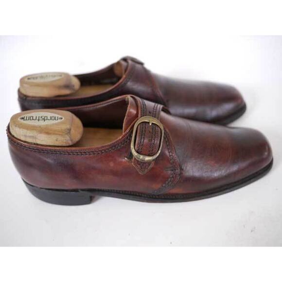 Vintage 50s Monk Strap NUNN BUSH Leather Euro Mod Buckle Loafers 7.5 40.5 Mens main image 10